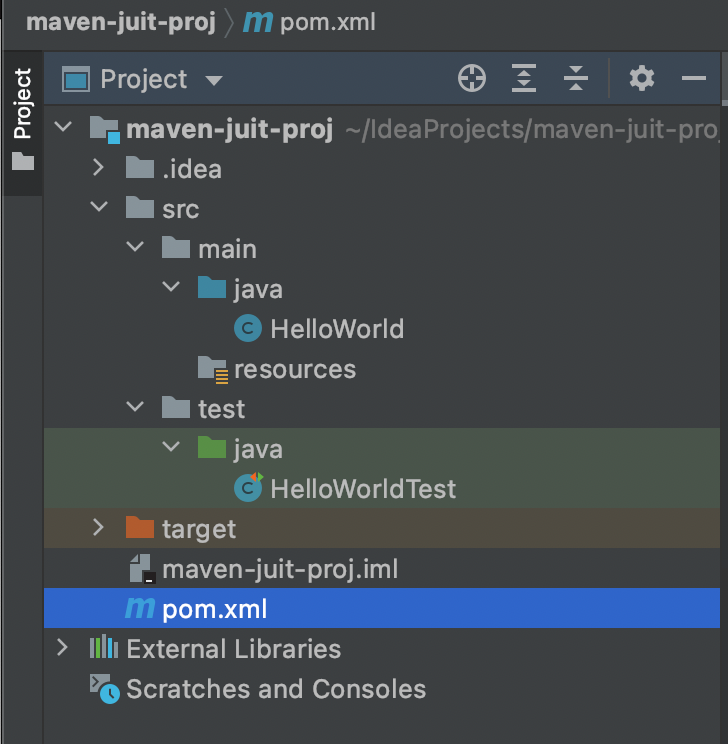 Java Project Structure with JUnit test cases with Maven